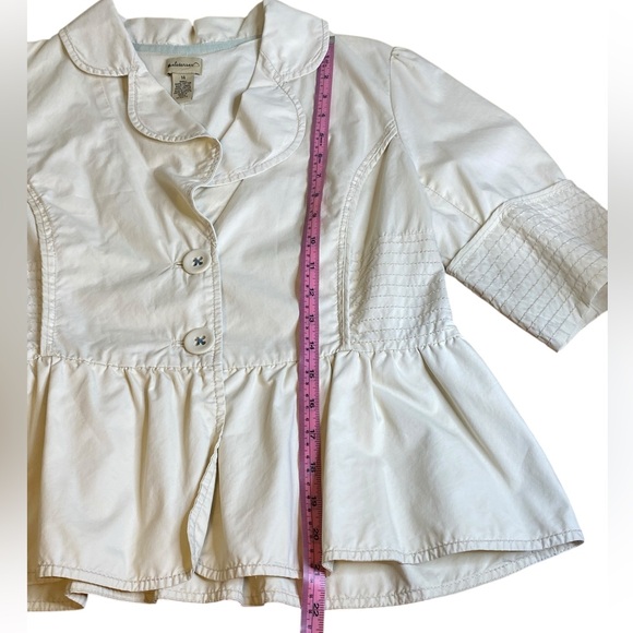 Elevenses Anthropologie Ivory Cropped Button Front Peplum Top Women’s Size 14 - Picture 5 of 10